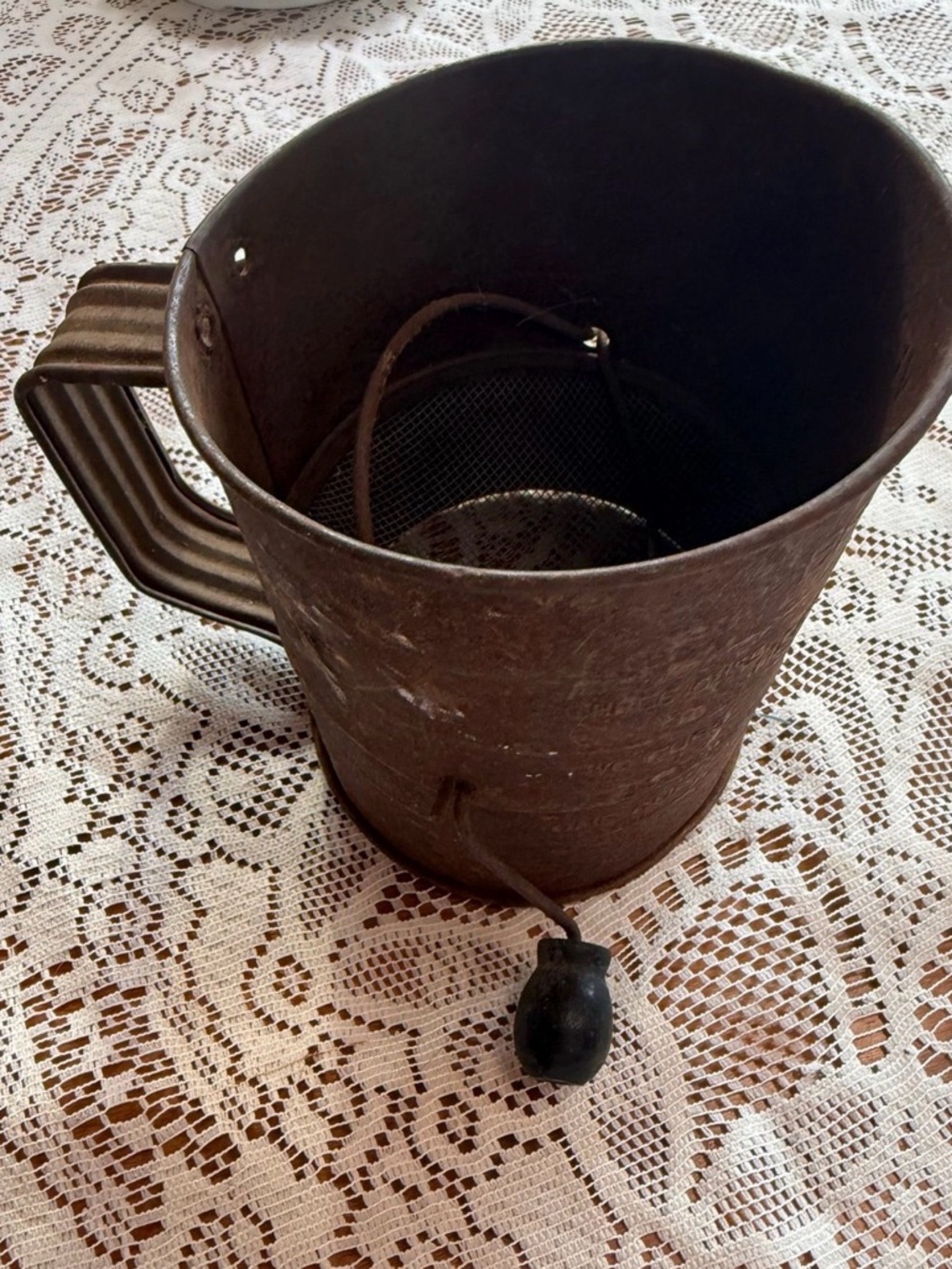 Vintage Metal Flour Sifter - Brown